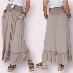 Three Bird Nest Tan Maxi Skirt